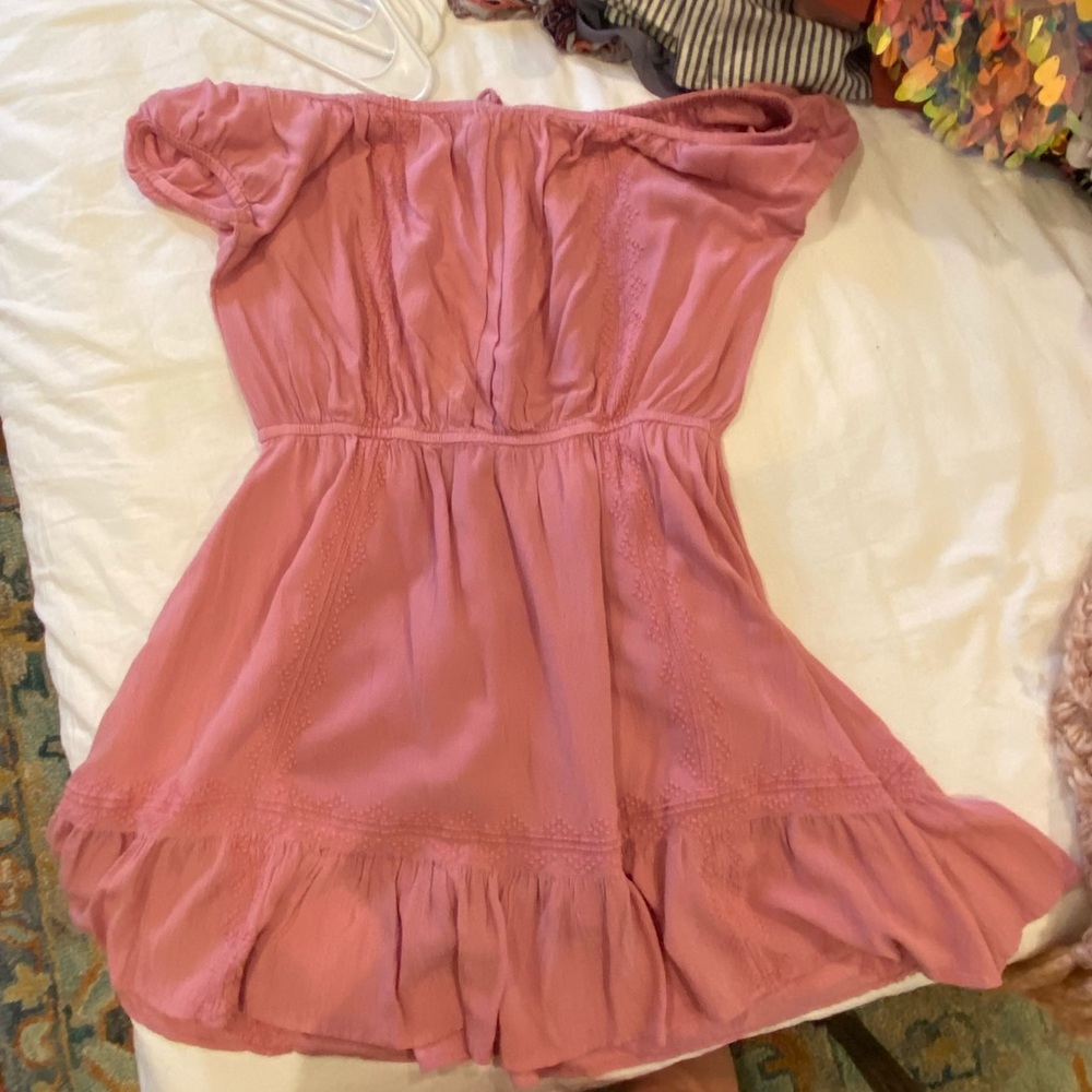 Pink spring off the shoulder dress
